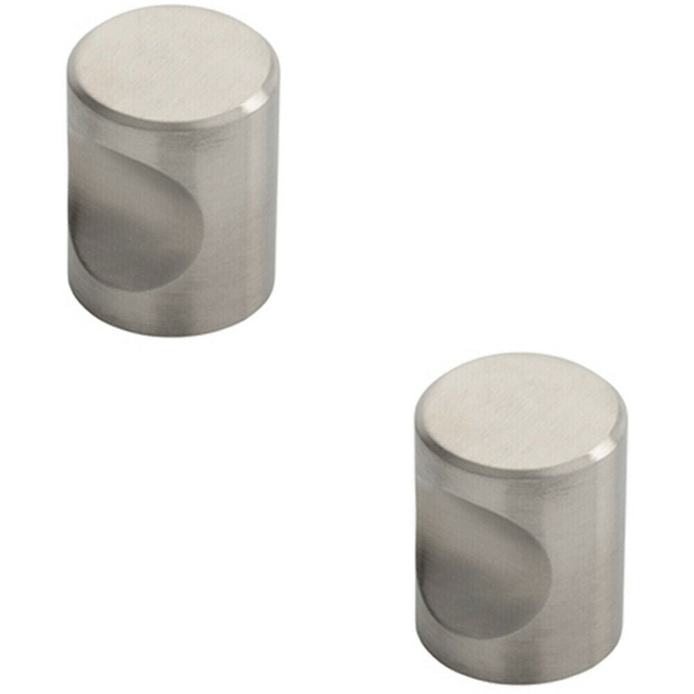 2x Cylindrical Cupboard Door Knob 20mm Diameter Stainless Steel Cabinet Handle